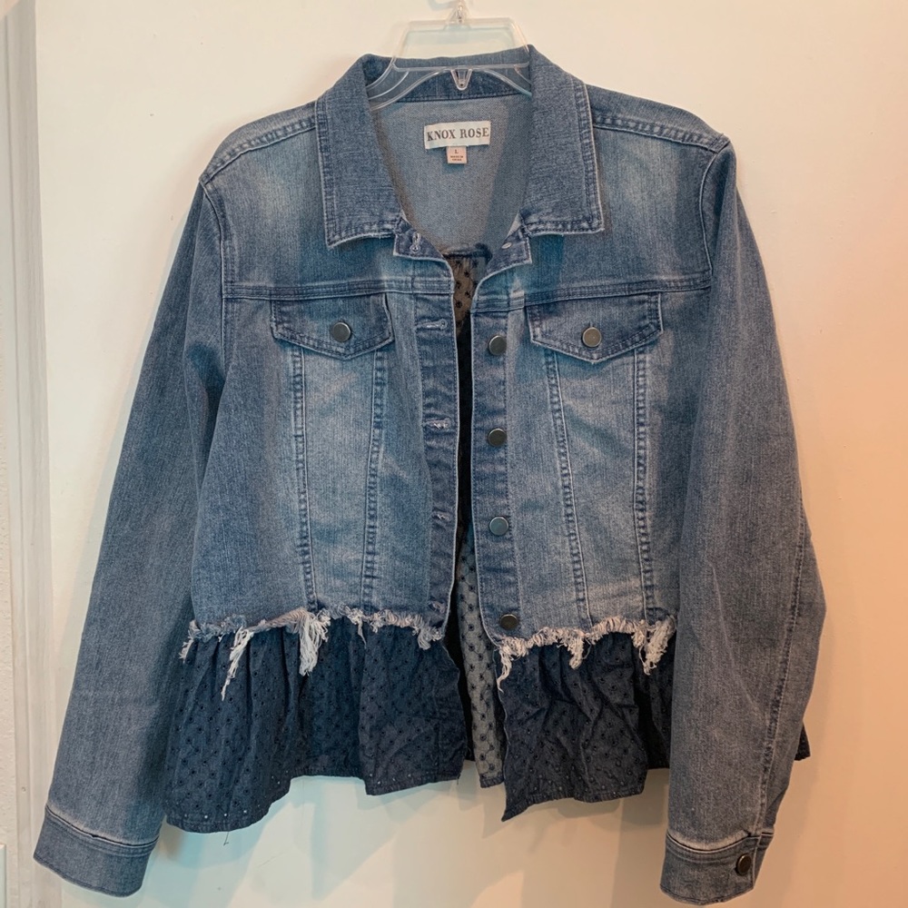 Navy Lace Jean Jacket